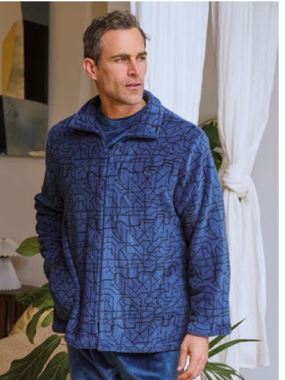 Bata de hombre Ander de Muslher, geométrico azul