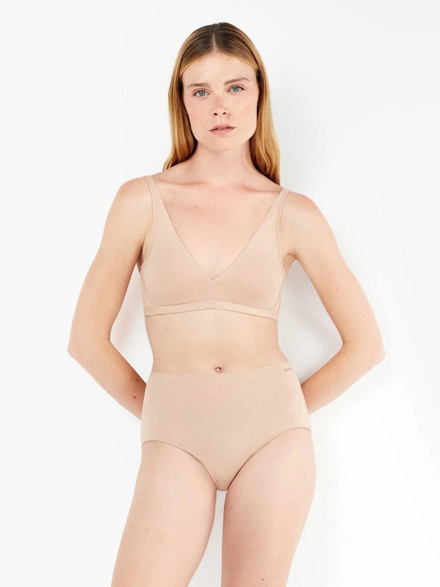 Braga alta de algodón orgánico con encaje Gisela 1/0225 en Piel
