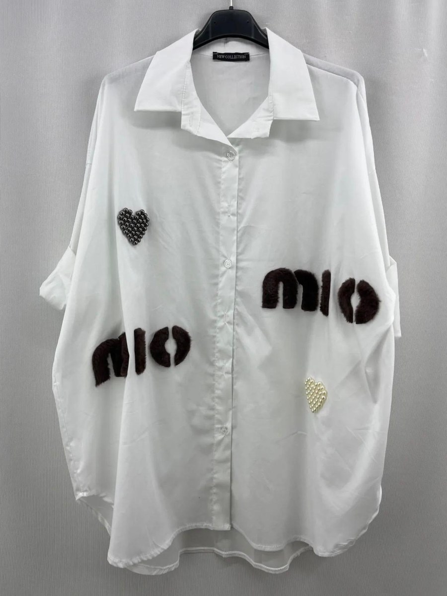 Camisa blanca «Mio» con corazones en Blanco