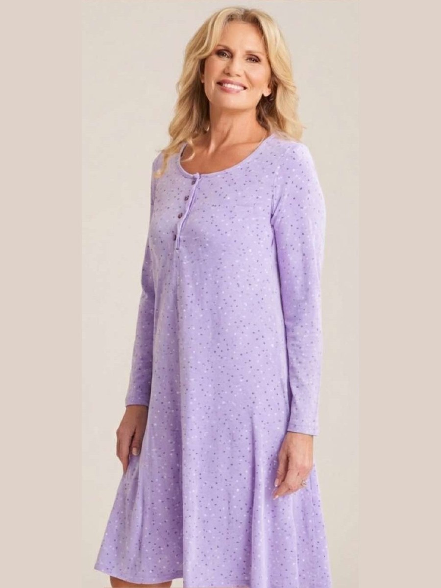 Camisón de mujer de punto liso perchado 6602 Lin en Malva
