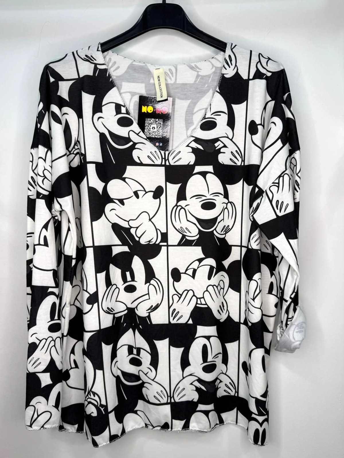 Jersey de punto fino Vela, dibujo 5 Mickey blanco y negro, viñetas de cómic