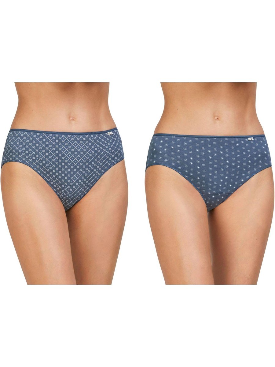 Pack de 2 braguitas midi estampadas Avet 254 en marino: las dos braguitas del pack, floral y cachemir