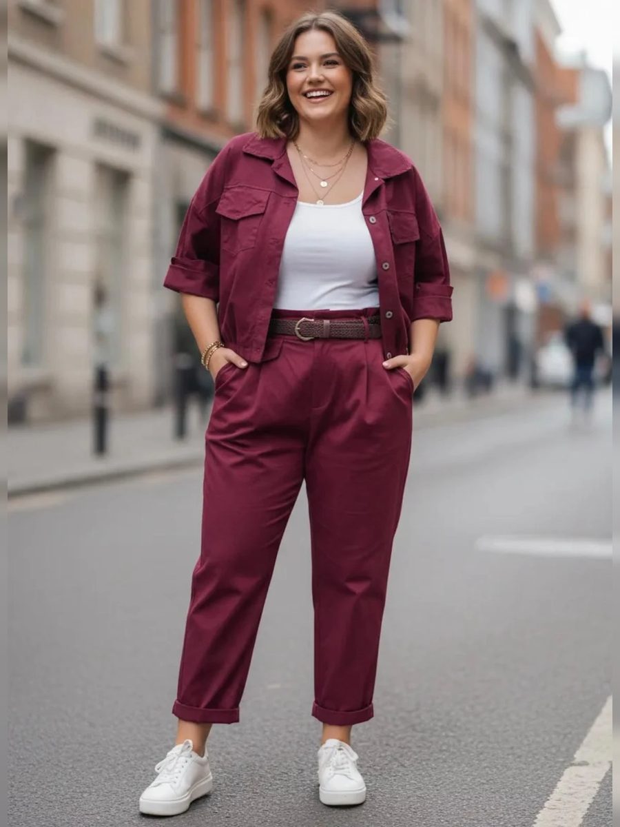 Pantalón Lara en burdeos, puesto