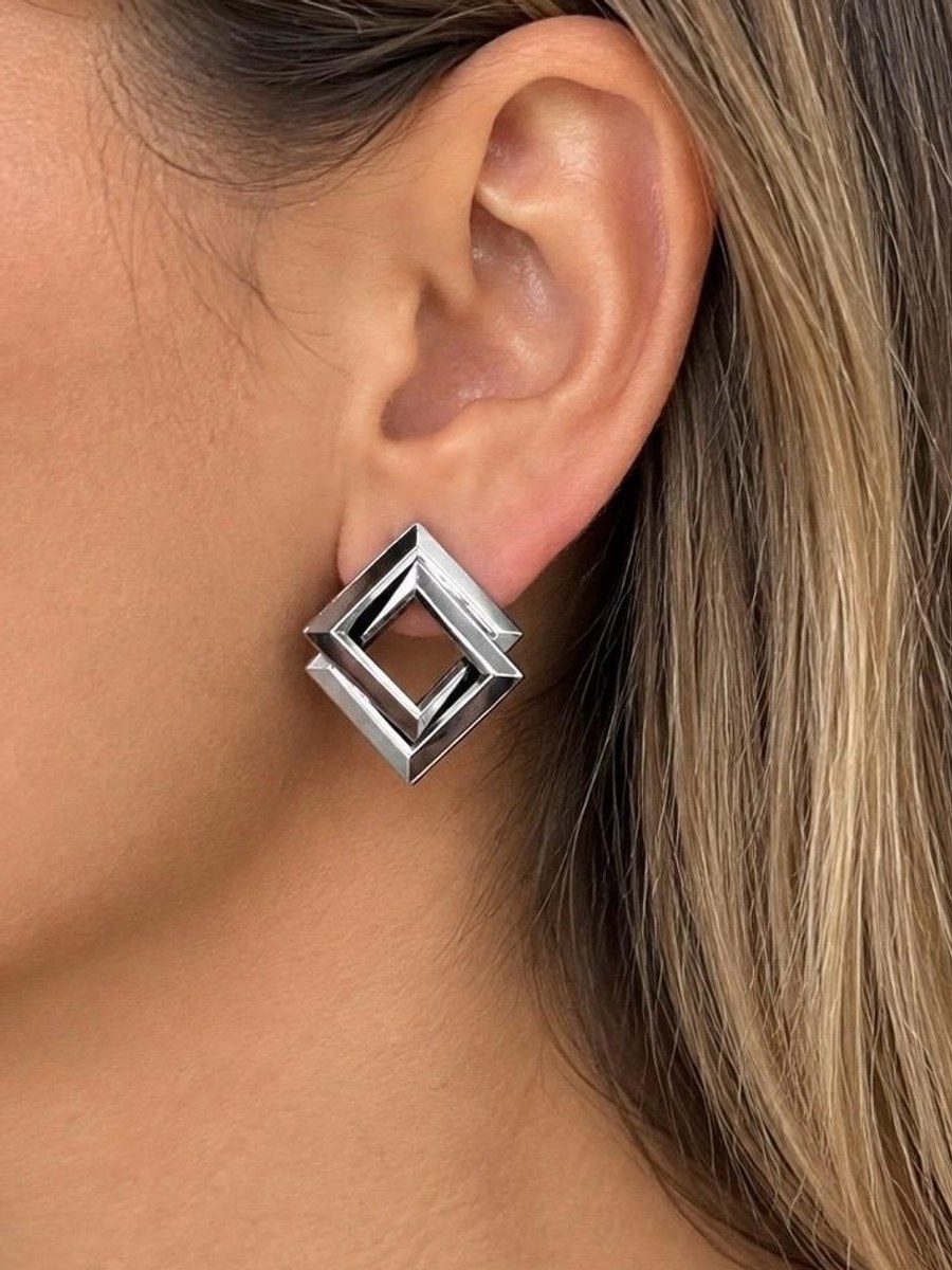 Pendientes Rombo en Plateado