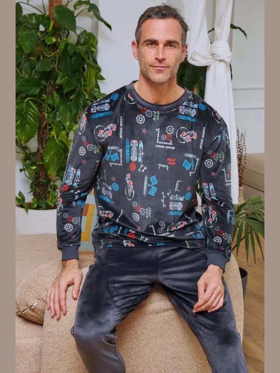 Pijama de hombre de terciopelo estampado 265630 Muslher