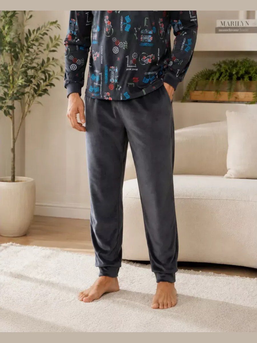 Pijama de hombre de terciopelo estampado 265630 Muslher