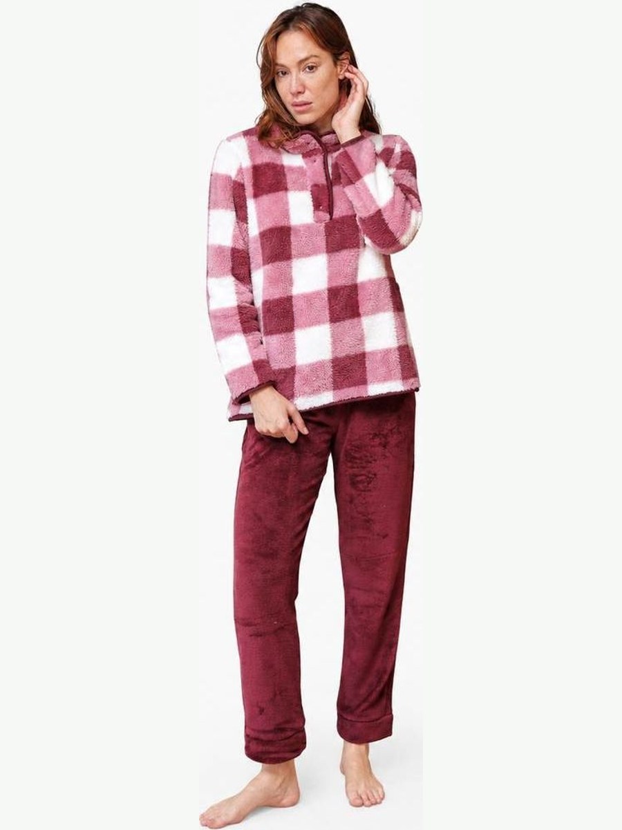 Pijama de mujer de coralina de cuadros 266640 Muslher