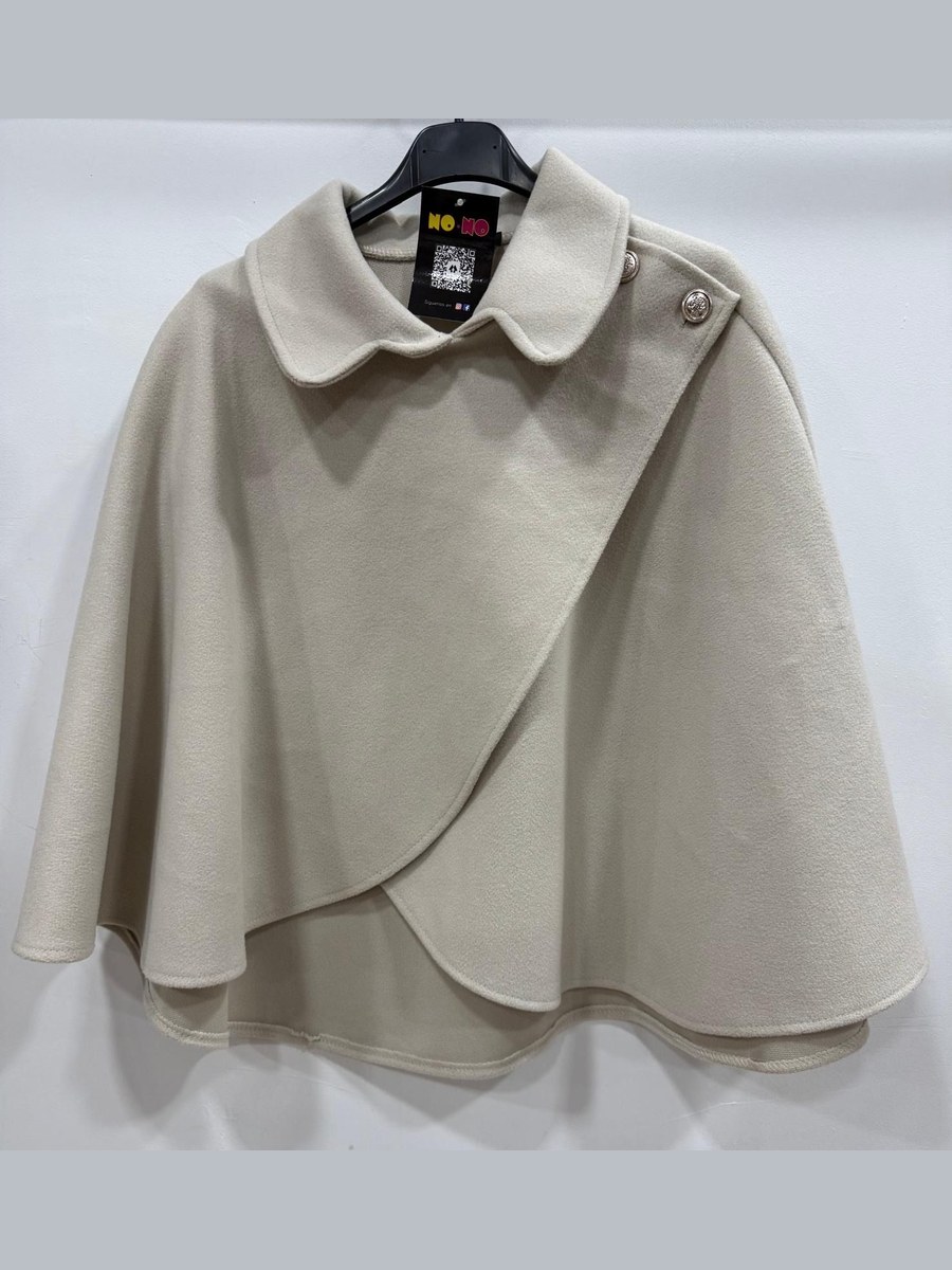 Poncho cruzado con cuello en Beige