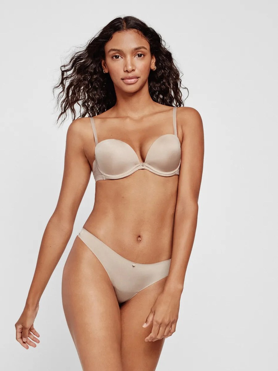 Sujetador push-up con aros y tirantes desmontables multiposición Gisela 1/0344 en Piel
