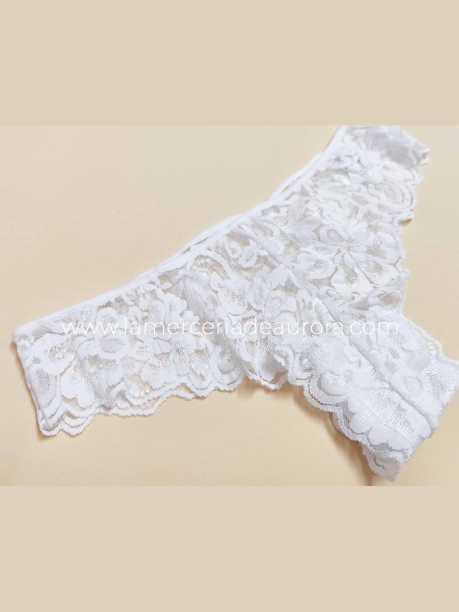 Tanga de blonda Naiara 140 en Blanco